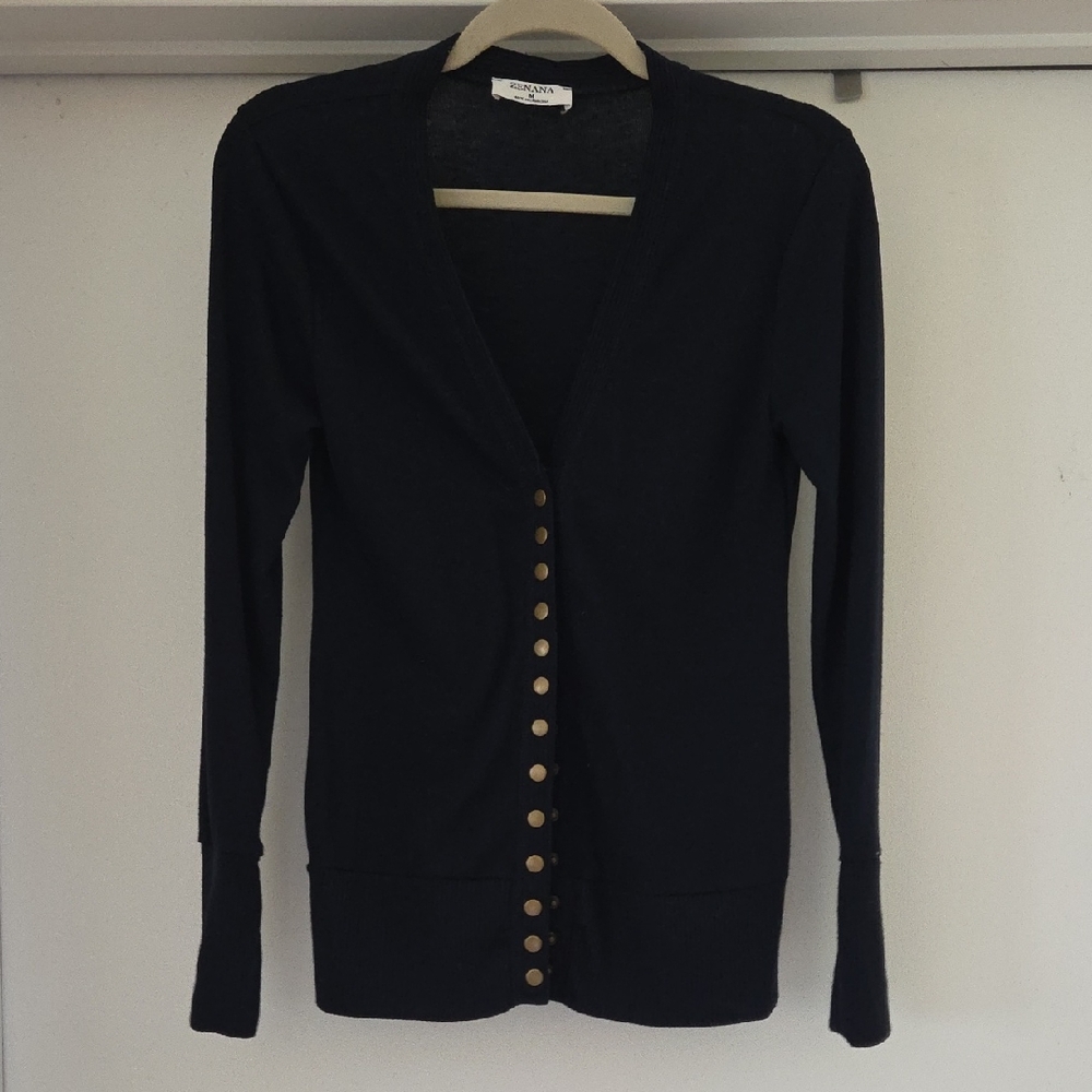 Zenana Navy Blue Cardigan with Gold Buttons